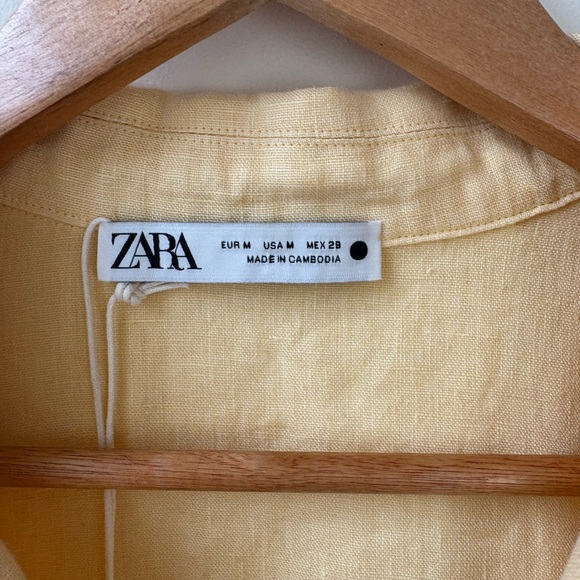 NWT Zara Yellow Linen Shirt and Shorts Set - Picture 8 of 16